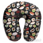 Travel Pillow Sushirific on Black Memory Foam U Neck Pillow for Lightweight Support in Airplane Car Train Bus - B07VD6RSQ6